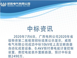 中標資訊：威勝電氣中標廣西電網4410萬